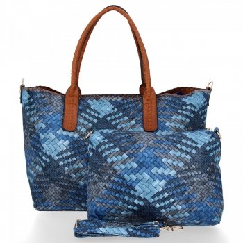 Modna Torebka Damska Venere Shopper Bag Niebieska