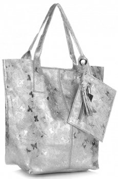 Uniwersalna Torebka Skórzana ShopperBag firmy Genuine Leather w Motyle Iron