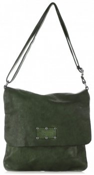 Torebka Skórzana Listonoszka Vintage Genuine Leather Butelkowa Zieleń