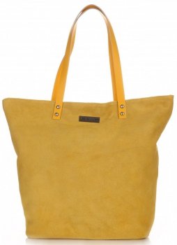 Uniwersalne Torebki Skórzane Vittoria Gotti Shopper Żółta