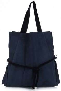 Uniwersalna i Modna Torebka Skórzana Vittoria Gotti Shopper XL z Kosmetyczką Granat