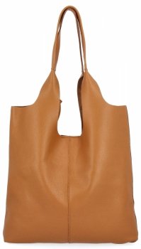 Włoska Torebka Skórzana Shopper Bag z Kosmetyczką 165 Ruda
