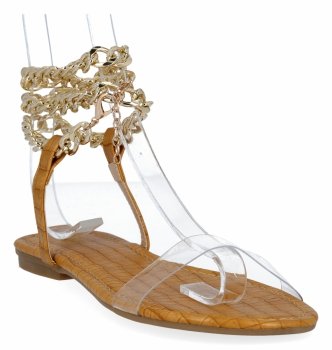 Żółte sandały damskie z łańcuszkiem firmy Sergio Todzi