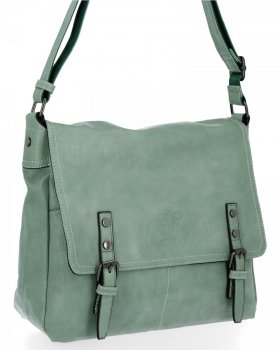 BEE BAG Duża Listonoszka Damska Adelia w Stylu Vintage Jasno Zielona