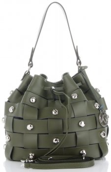 Vittoria Gotti Modna Torebka Skórzana Unikatowy Shopper Made in Italy Zielona