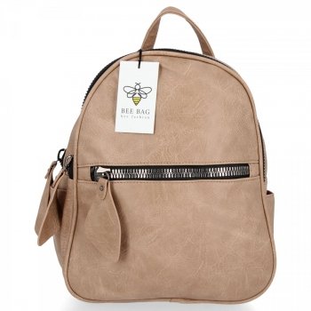 BEE BAG Dwukomorowy Plecak Damski Lara Ciemno Beżowy