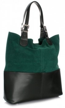 GEANȚĂ DIN PIELE shopper bag Genuine Leather verde 605