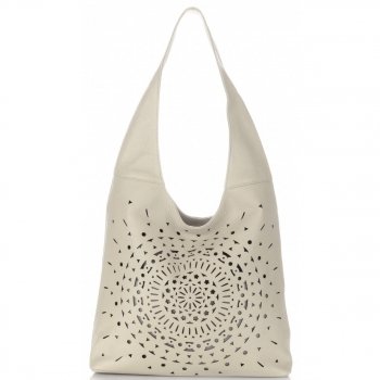GEANȚĂ DIN PIELE shopper bag Vittoria Gotti bej V31