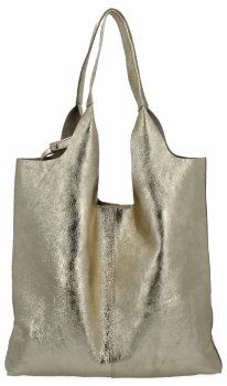 Geantă din Piele Italiană Shopper Bag cu Portfard 165 Aurie
