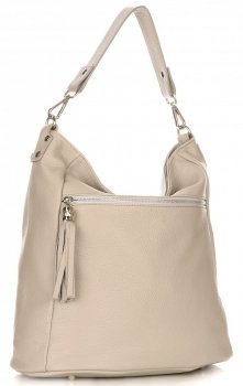 GEANȚĂ DIN PIELE shopper bag Genuine Leather bej închis 1326