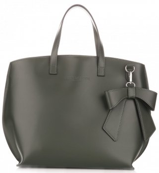 GEANȚĂ DIN PIELE shopper bag Vittoria Gotti verde de sticlă V6D BIGbzie