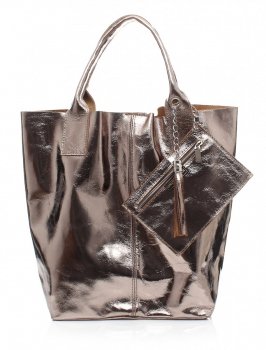 GEANȚĂ DIN PIELE shopper bag Genuine Leather cupru 555
