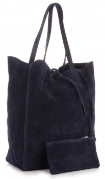 GEANȚĂ DIN PIELE shopper bag Vera Pelle bleumarin 601