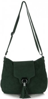 GEANȚĂ DIN PIELE tip poștaș Genuine Leather verde de sticlă 4022