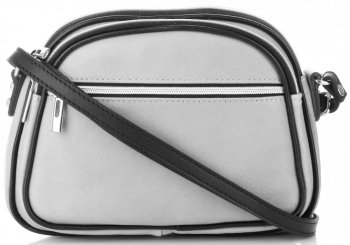 GEANȚĂ DIN PIELE tip poștaș Genuine Leather gri deschis 5100