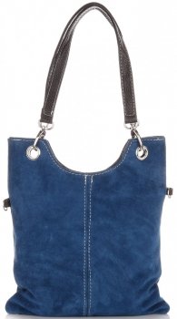 GEANȚĂ DIN PIELE tip poștaș Genuine Leather albastru 222