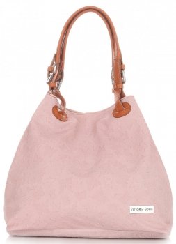GEANȚĂ DIN PIELE shopper bag Vittoria Gotti roz de pudră V2050