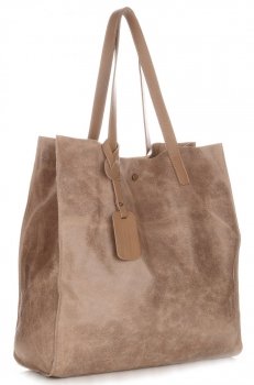 GEANȚĂ DIN PIELE shopper bag Vera Pelle maro pământiu 205454