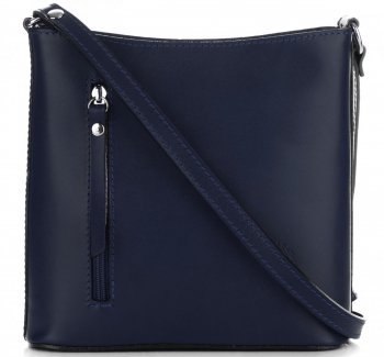 GEANȚĂ DIN PIELE tip poștaș Genuine Leather bleumarin 6002