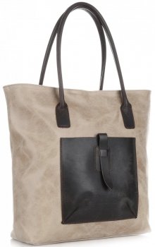 GEANȚĂ DIN PIELE shopper bag Genuine Leather bej 358