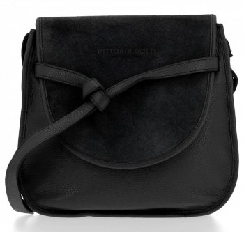 GEANȚĂ DIN PIELE tip poștaș Vittoria Gotti negru V5985