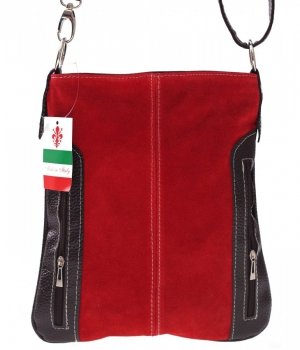 GEANȚĂ DIN PIELE tip poștaș Genuine Leather roșu 444