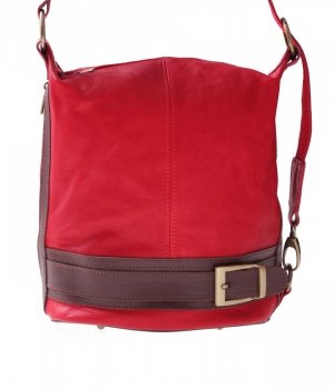 GEANȚĂ DIN PIELE rucsac Genuine Leather roșu 6010
