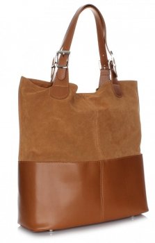 GEANȚĂ DIN PIELE shopper bag Genuine Leather roșcat 605