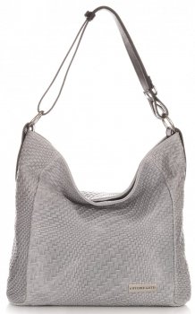 GEANȚĂ DIN PIELE shopper bag Vittoria Gotti gri deschis V2054