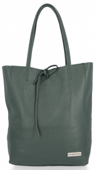 GEANȚĂ DIN PIELE shopper bag Vittoria Gotti verde de sticlă V21E