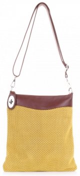 GEANȚĂ DIN PIELE tip poștaș Genuine Leather galben 14