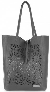 GEANȚĂ DIN PIELE shopper bag Vittoria Gotti gri V577