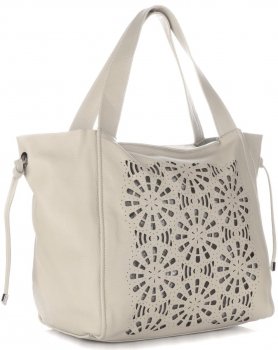 GEANȚĂ DIN PIELE shopper bag Genuine Leather bej 5157