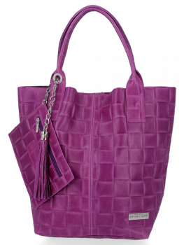 GEANȚĂ DIN PIELE shopper bag Vittoria Gotti mov B22