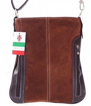 GEANȚĂ DIN PIELE tip poștaș Genuine Leather maro 444