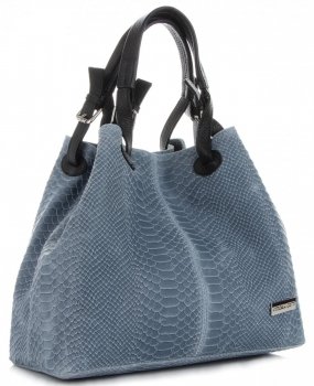 GEANȚĂ DIN PIELE shopper bag Vittoria Gotti indigo V2L
