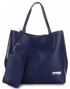Kožené kabelka shopper bag Vittoria Gotti tmavo modrá V8