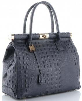 Kožené kabelka kufrík Genuine Leather šedá 7727