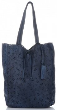 Kožené kabelka shopper bag Vittoria Gotti tmavo modrá VL299