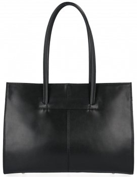 Kožené kabelka aktovka Genuine Leather čierna 840
