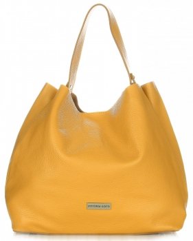 Kožené kabelka shopper bag Vittoria Gotti žltá V230