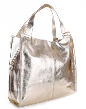 Kožené kabelka shopper bag Vittoria Gotti zlatá V9