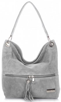 Kožené kabelka shopper bag Vittoria Gotti svetlo šedá V3821