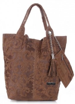 Kožené kabelka shopper bag Vittoria Gotti zemitá V10