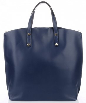 Kožené kabelka shopper bag Genuine Leather tmavo modrá 6047