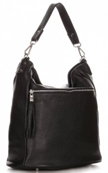 Kožené kabelka shopper bag Genuine Leather čierna 1326