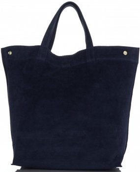 Kožené kabelka shopper bag Vera Pelle tmavo modrá A19