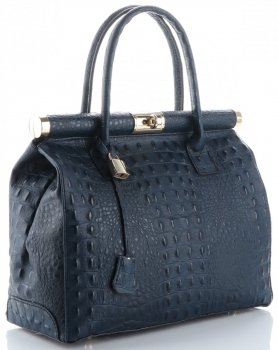 Kožené kabelka kufrík Genuine Leather morská 7727