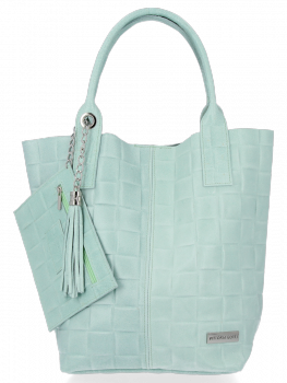 Kožené kabelka shopper bag Vittoria Gotti mätová B22