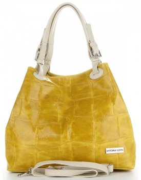 Kožené kabelka shopper bag Vittoria Gotti žltá V692754